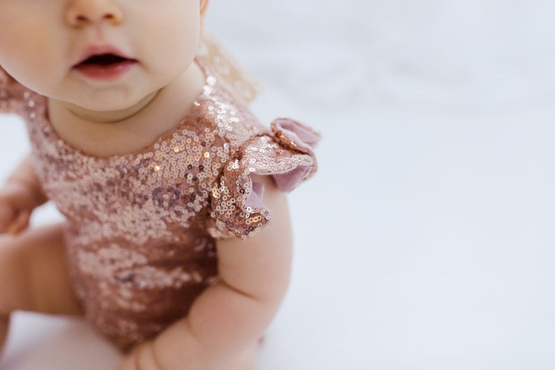 Rose Gold Leotard Sequin Bodysuit Baby Leotard Pink 1st Etsy