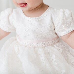 Eve White Lace Christening Gown, Infant Baptism Dress, Unique Baby Boho Dress, Flower Girl image 4