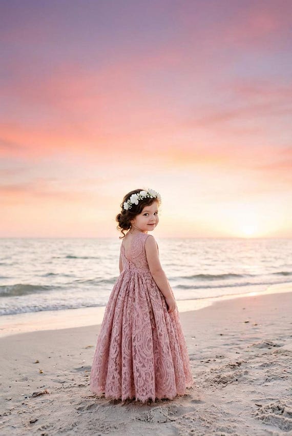 flower girl dresses for beach wedding Boho Beach Dusty Gray Tulle Beaded Lace Wedding Flower Girl Dress 1T --- Chest = 20 inches/ Waist = 19 inches/ Hollow to knee = 20.5 inches