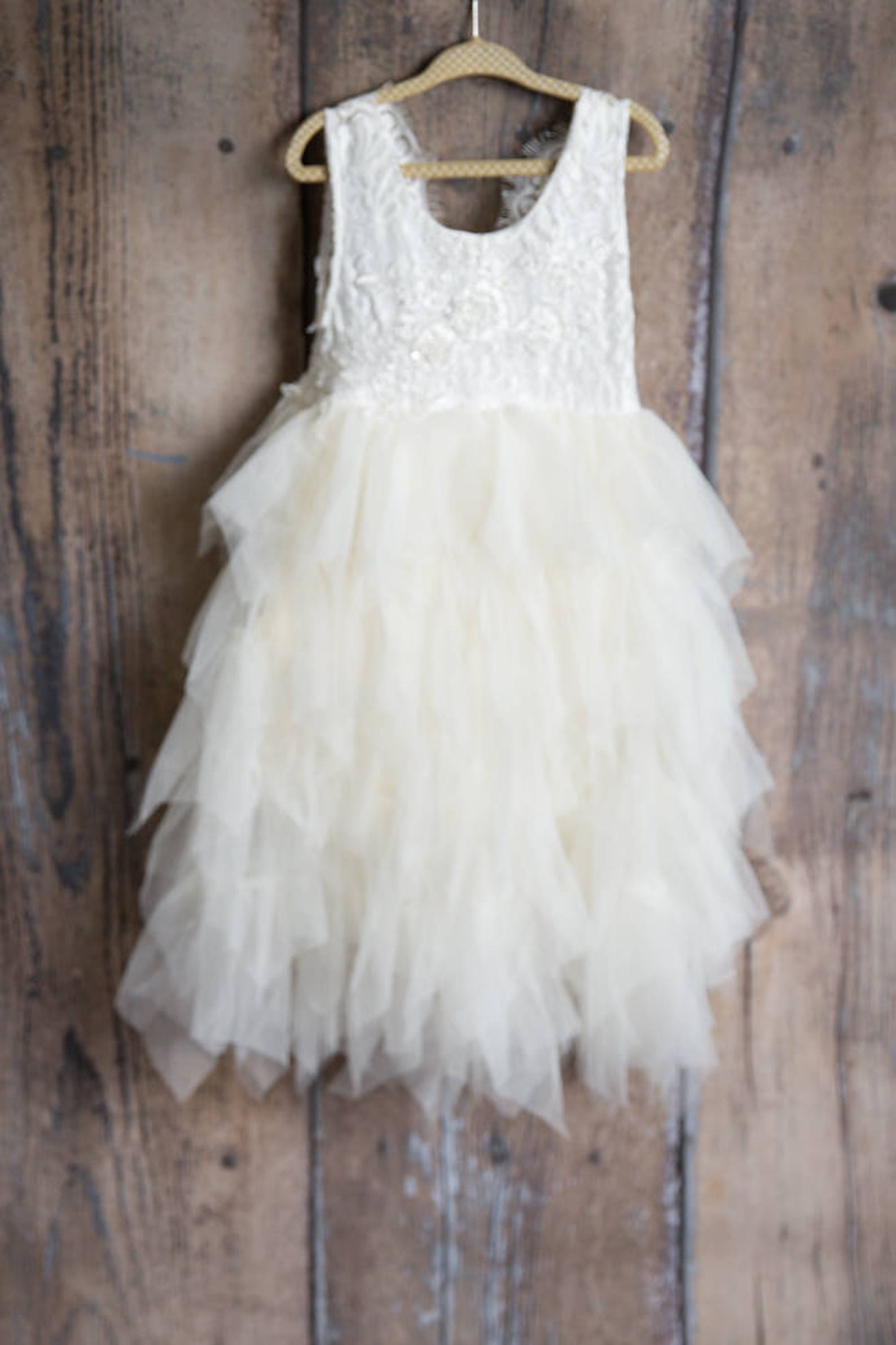 White Lace Flower Girl Dress Romantic Ivory Cream Tulle | Etsy