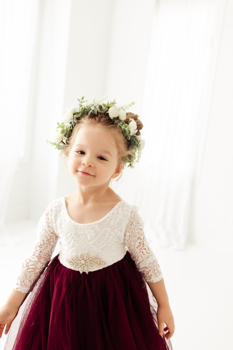 Athena Boho Flower Crown, Ivory Peony Flower Girl Halo, Bohemian Floral Wreath Headpiece for Wedding image 10