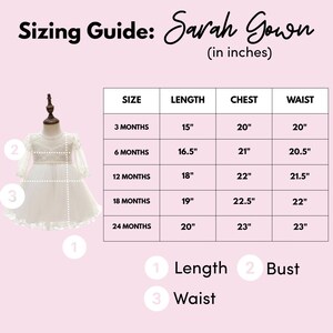 The Sarah Dress Baby Girl Baptism Gown, White Lace Christening Dress, Long Sleeve Bohemian Blessing Outfit, Infant Flower Girl Dress image 3