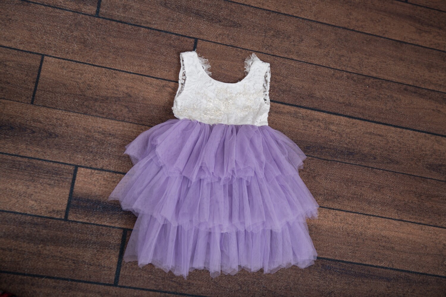 White Lace Flower Girl Dress Purple Tulle Wedding Dress Etsy