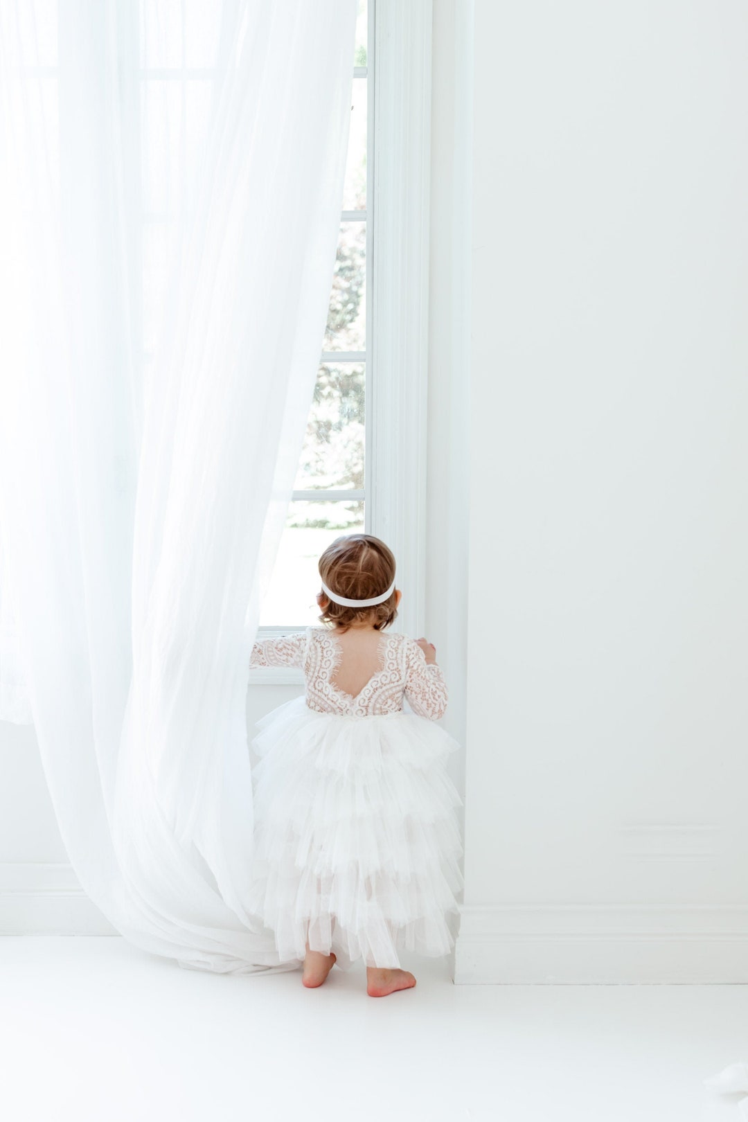 3-14 years Girls Lace Boho Long Dresses, Flower Girls Dress