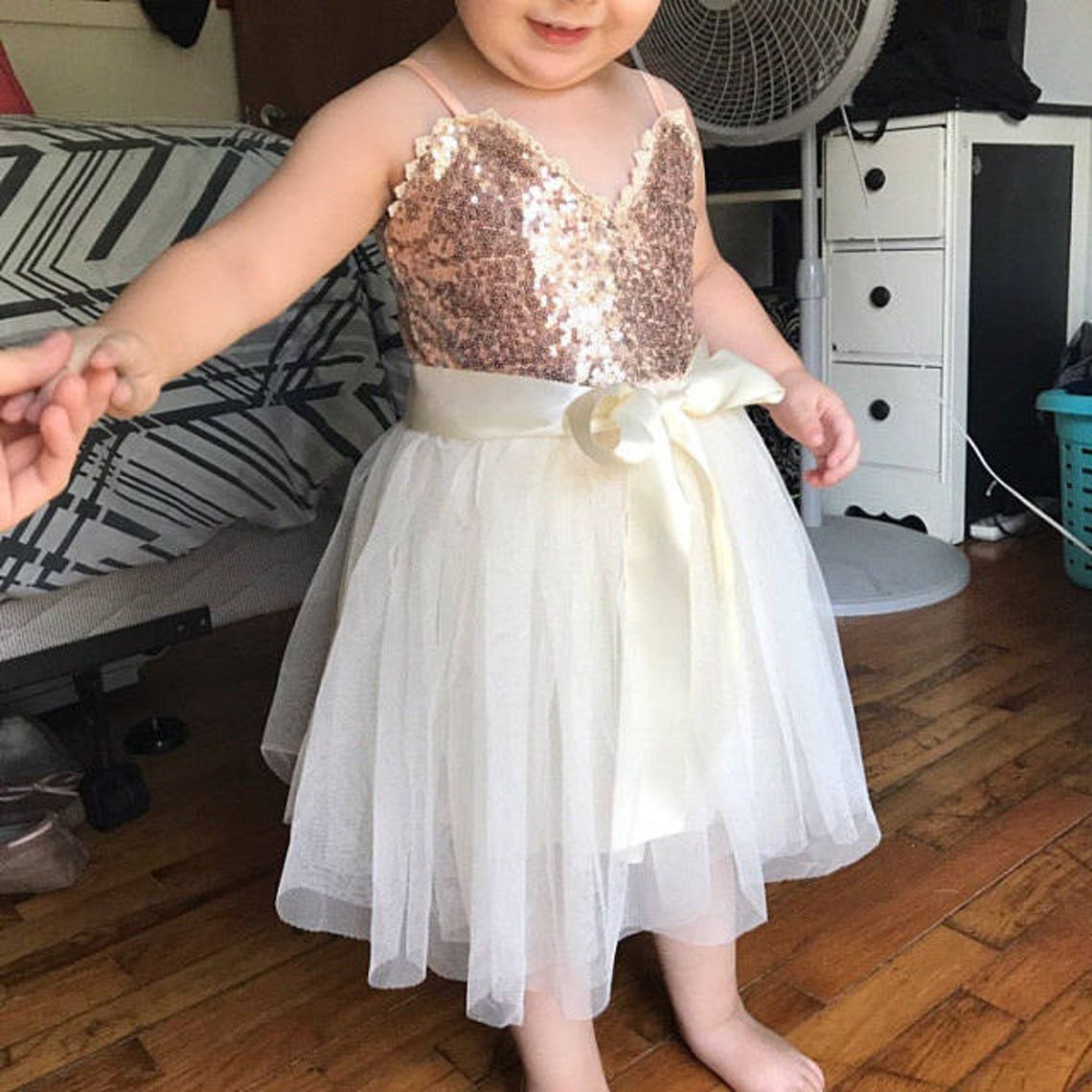 Rose Gold Infant Flower Girl Dress Ivory Tulle Wedding Dress Etsy