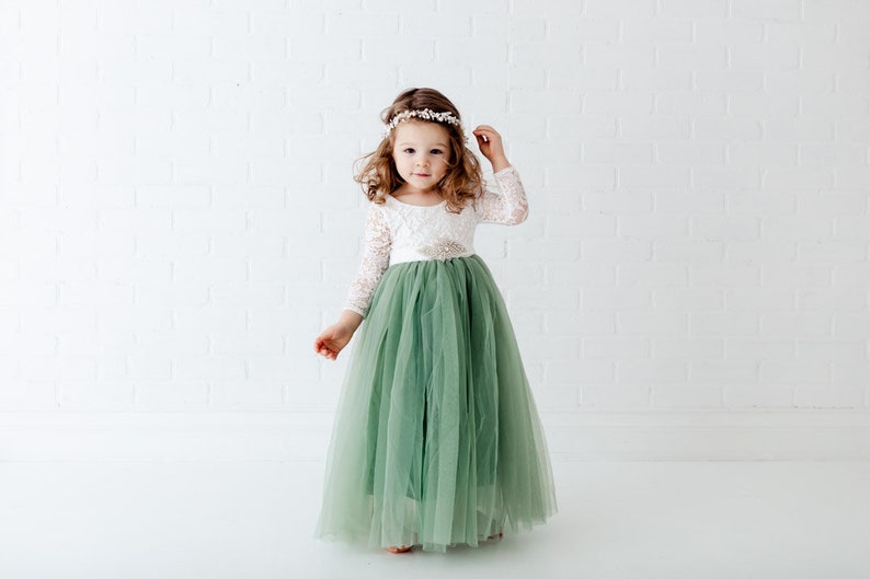 Fern Eucalyptus Boho Chic Beach White Lace Flower Girl ...