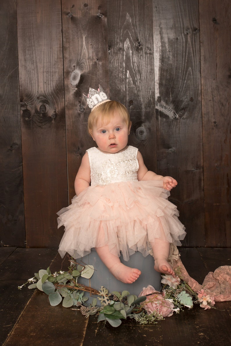 Boho Lace Infant Flower Girl Dress Blush Pink Tulle Wedding Etsy