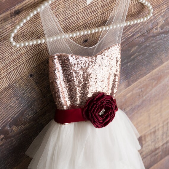 etsy rose gold flower girl dress