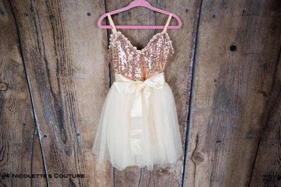 etsy rose gold flower girl dress