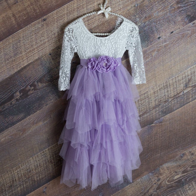 Robe Dentelle Florale MUDD Taille 7 Fille - Manches 3/4 - Occasion Très Bon état