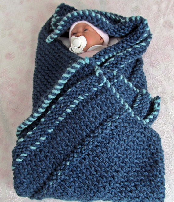 Blue Blanket Baby Blanket Chunky Knit Baby Blanket Chunky Etsy