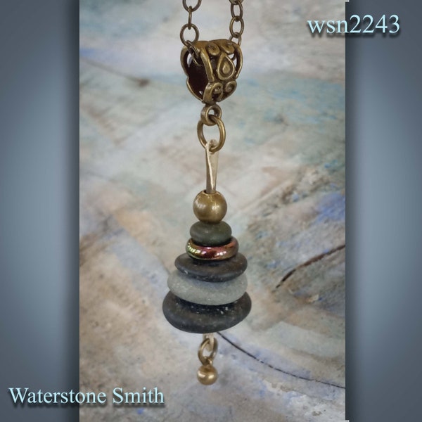 Cairn / Stacked Stone Necklace, lake stones by Waterstone Smith