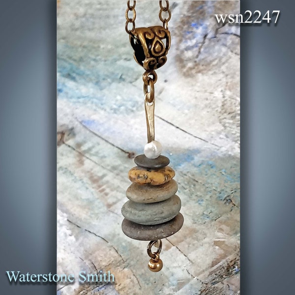 Cairn / Stacked Stone Necklace, - lake stones /by Waterstone Smith