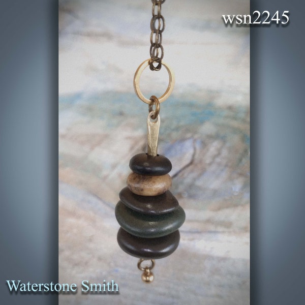 Cairn / Stacked Stone Necklace, - lake stones by Waterstone Smith