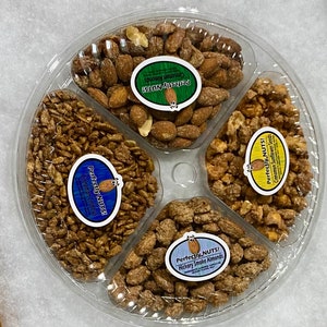4 Compartment - Cinnamon Roasted Almonds, Pecans & Sunflower Seeds, Cashews | Cinnamon Roasted Nuts | Glazed Pecans | Candied Nuts