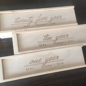 Custom Set of 3 Engraved Personalized Wood Wine Boxes, Wine Box Gift Set, Wedding or Anniversary