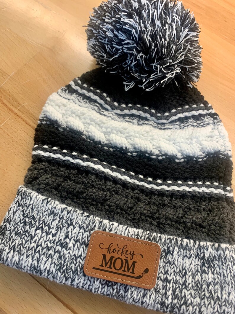 Hockey mom beanie, hockey mom logo, hockey parent gift