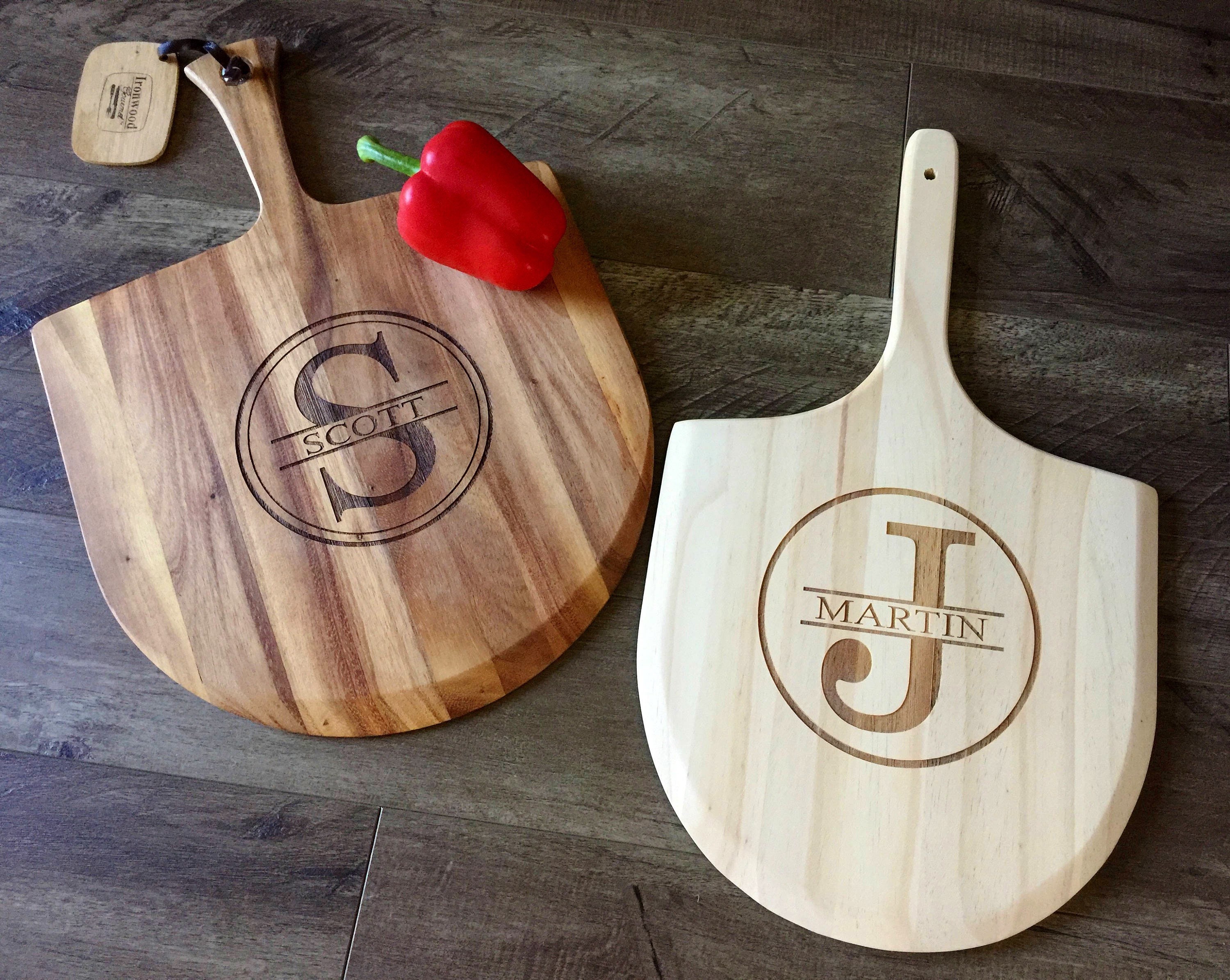 Monogrammed Pizza Peel Custom Engraved Personalized Wood Etsy UK