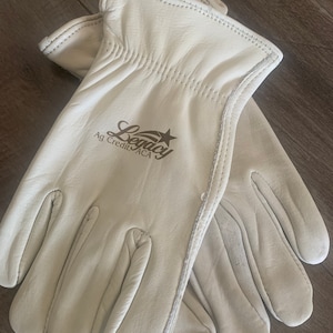 Custom Branded Leather Work Gloves with Your Text, Company Logo or Ranch Brand