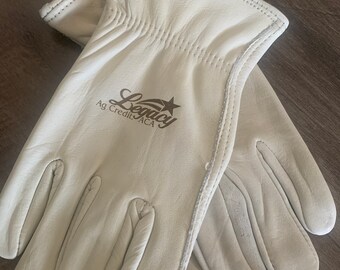 Custom Branded Leather Work Gloves with Your Text, Company Logo or Ranch Brand