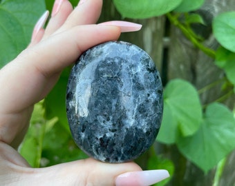 Larvikite Crystal Palm Stone