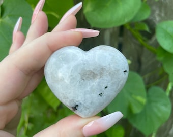 White Moonstone Heart Shaped Crystal