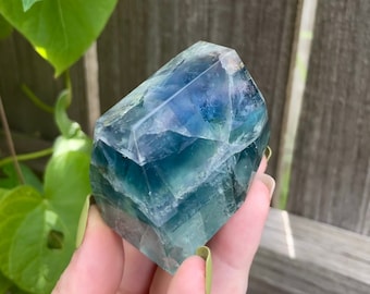 Blue Green Natural Fluorite Polished Freeform