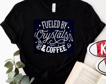 Fueled By Crystals and Coffee Graphic Adult Unisex Black Shirt