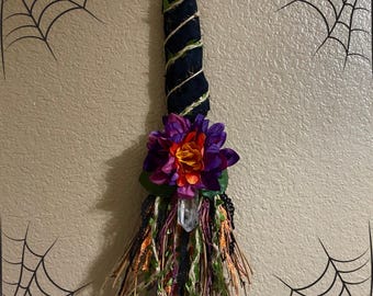 Quartz Crystal Witch Broom Wall Decor Hanging