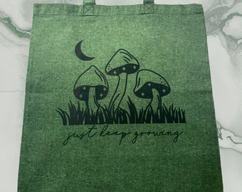 Mushroom Just Keep Growing Graphic Canvas Tote Bag