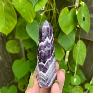 Chevron Amethyst Natural Polished Crystal Point
