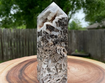 Sprankelende Druzy Sphaleriet Crystal Tower Point