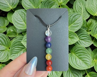 Chakra Bead Crystal Rainbow Pendant Necklace