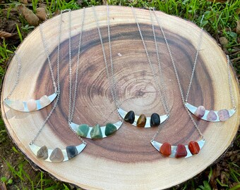 Lunar Trio kristalsteen zilveren ketting