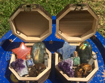 Crystal Filled Wooden Clasp Box (Your Choice)