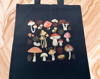 Mushroom Graphic Canvas Tote Bag