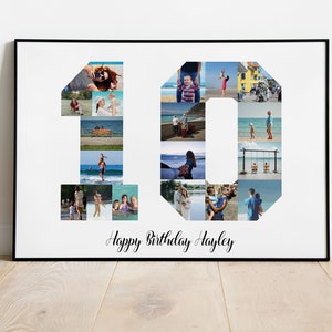 10th birthday photo collage, Anniversary collage, Number ten birthday gift, Custom 10 year anniversary collage, PRINTABLE, PDF