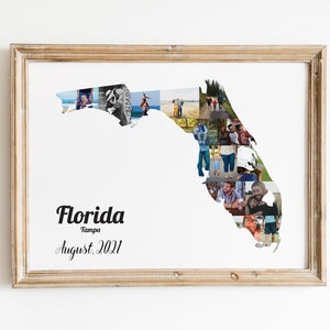 Florida photo collage, Custom printable wall art, Family wedding college or birthday gift, State road trip, DIGITAL JPEG & PDF file