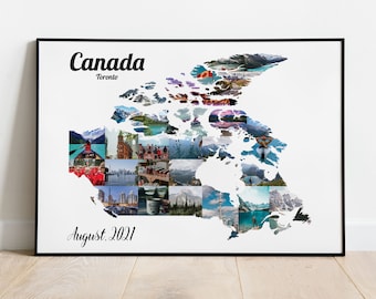 Canada Photo Collage Map Print, Custom Travel Keepsake (Digital JPEG & PDF)