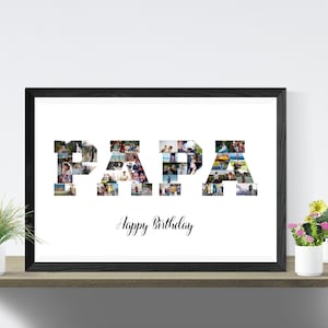 Papa photo collage, Birthday gift, Fathers day printable, Custom made, PDF & JPEG, Digital file
