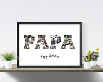 Papa photo collage, Birthday gift, Fathers day printable, Custom made, PDF & JPEG, Digital file