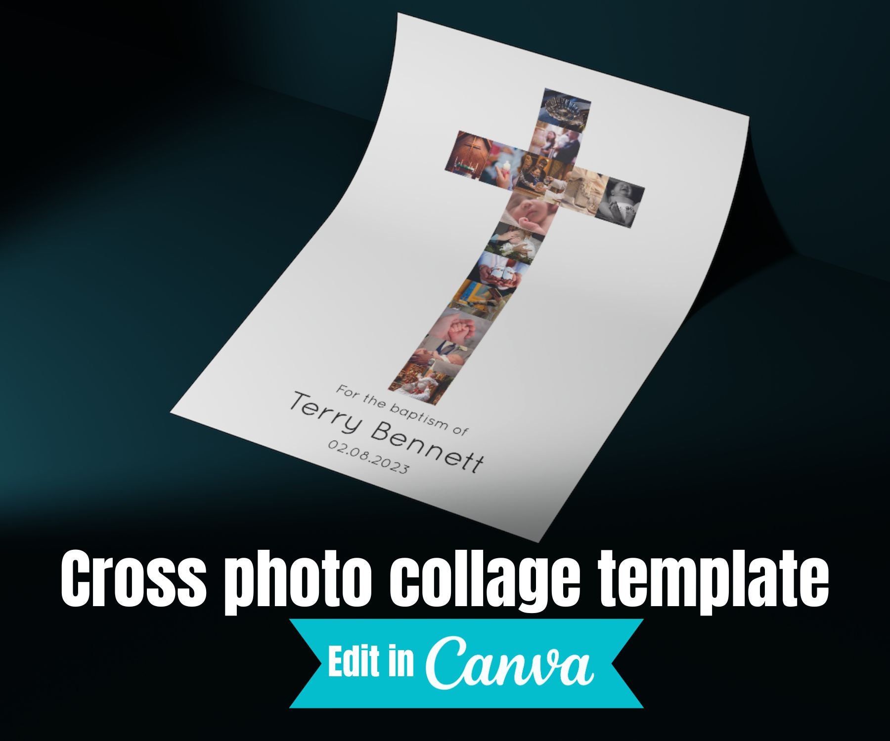 Collage Sample Cross Cross Photo Collage Template, Baptism Christening Gift (canva) - Etsy