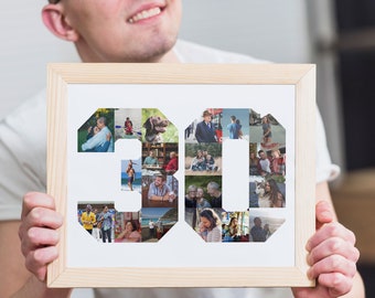 30th Birthday Photo Collage, Custom Anniversary Gift (Printable PDF)