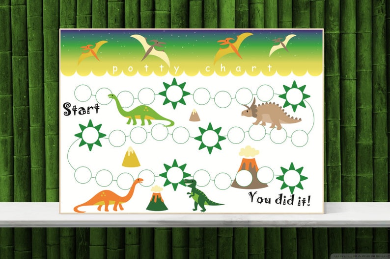 dinosaur sticker chart printable potty training chart toilet etsy