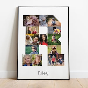 Letter R photo collage, Name photo gift, Newborn photo collage, Custom newborn gift, Printable first birthday gift, PRINTABLE PDF, JPG