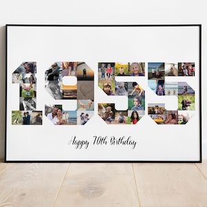 1955 Photo collage, 70th birthday collage, Born in 1955 printable gift, Custom number 70 anniversary collage, PRINTABLE PDF