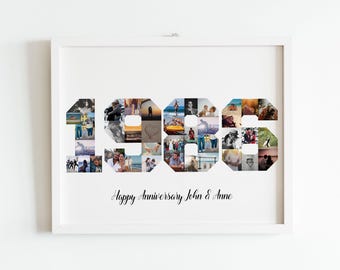 1986 Photo Collage, 40th Birthday Anniversary Gift (Printable PDF and JPG)