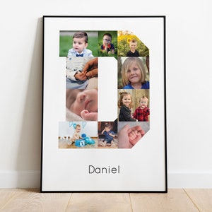 Lettera D collage di foto, Nome regalo fotografico, Collage di foto neonato, Regalo neonato personalizzato, Regalo di primo compleanno stampabile, PDF STAMPABILE, JPG