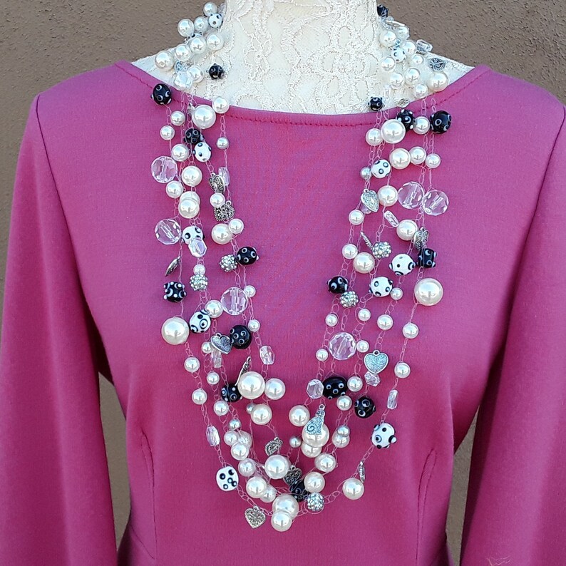 Pearl Multistrand Designer Inspired Statement Necklace 2 Etsy