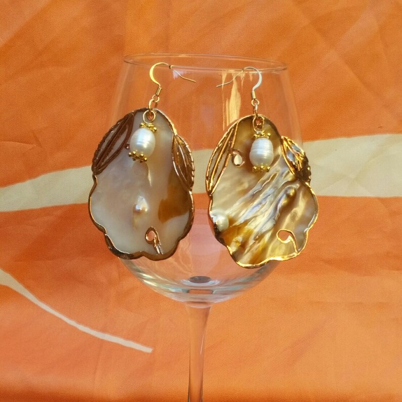 Giant Blister Pearl Statement Earrings Unique Gift for Her Etsy